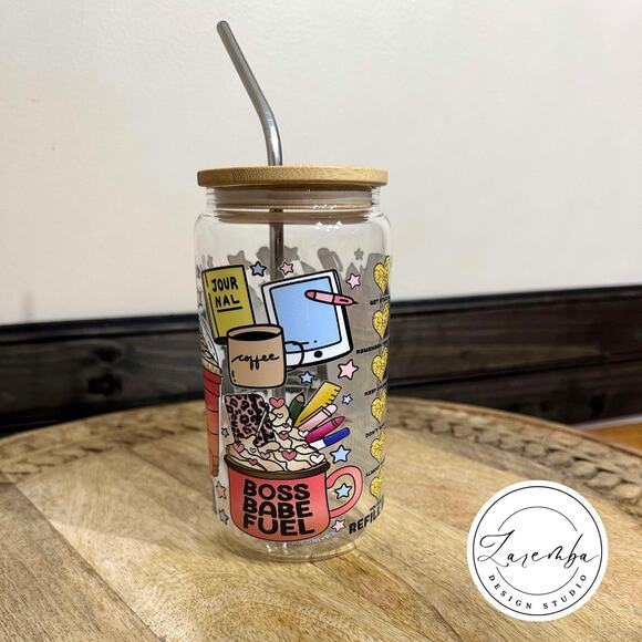 Boss Babe Fuel Libbey Cup, Working Office Beer Can Glass, 16 oz Sipper Glass - Picture 1 of 7